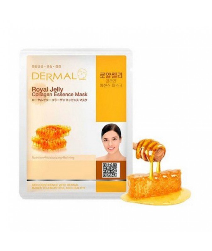 Маска д/лица тканевая "Dermal" Пчелиное маточное молочко и коллаген 23 г. (Корея) Маска д/лица тканевая "Dermal" Пчелиное маточное молочко и коллаген 23 г. (Корея)