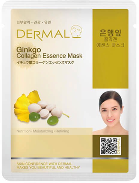 Маска д/лица тканевая "Dermal" с экстрактом Гинкго и коллагеном 23 г. (Корея)