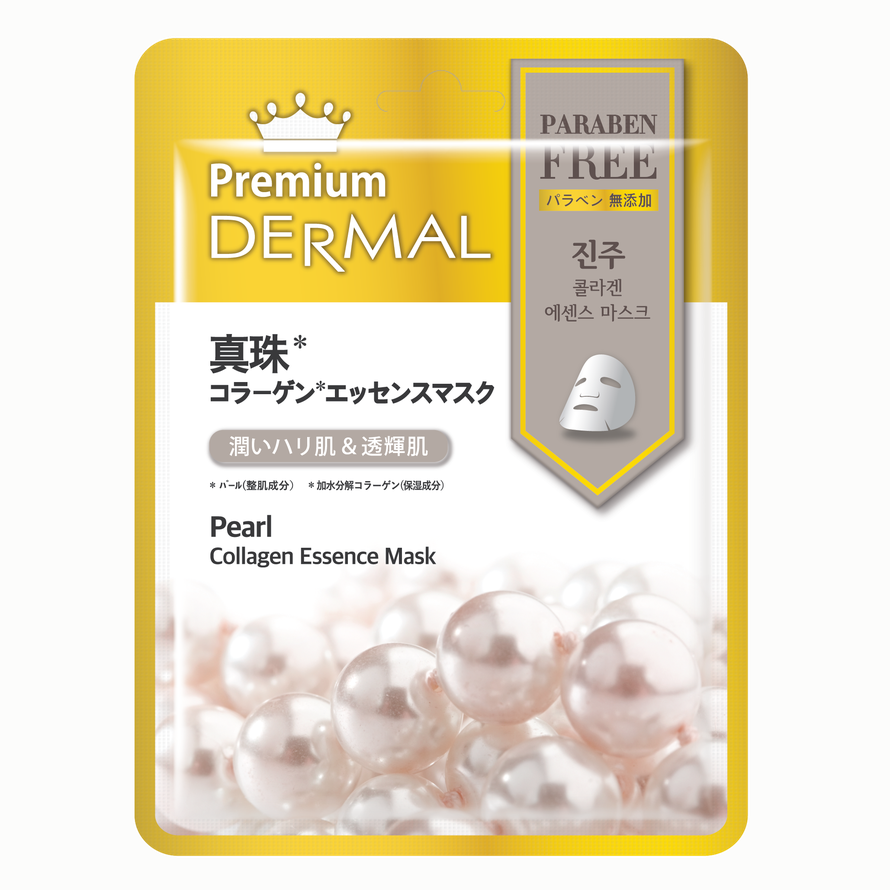 Маска д/лица тканевая "Dermal premium" эссенция коллагеновая с жемчугом 25 г. (Корея)