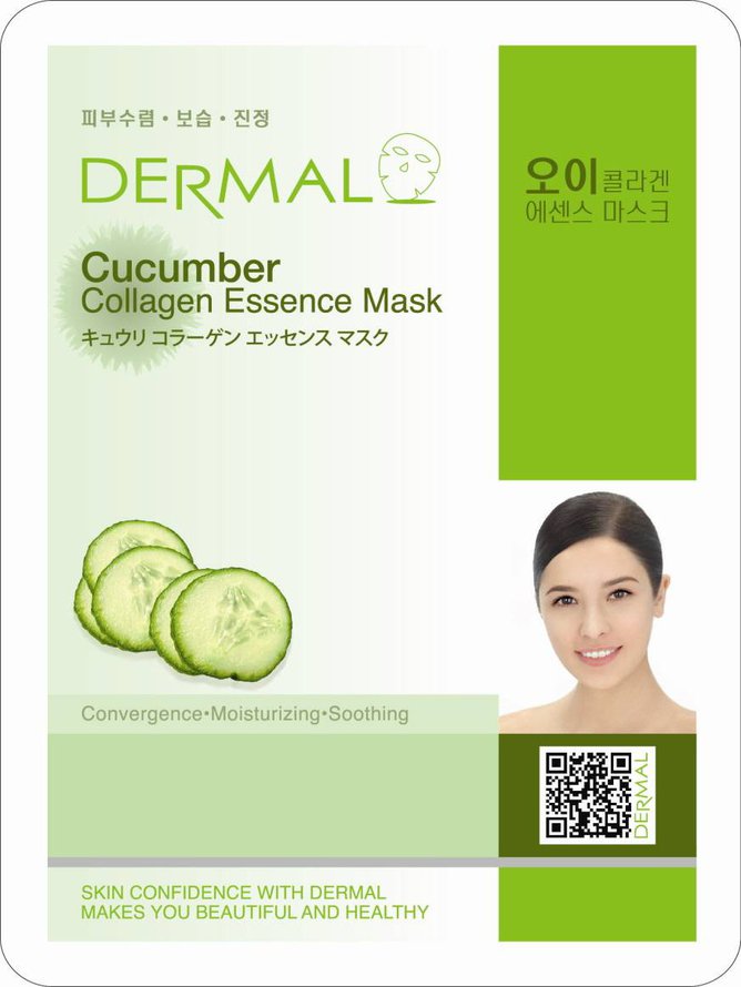 Маска д/лица тканевая "Dermal" Огурец и коллаген 23 г. (Корея) Маска д/лица тканевая "Dermal" Огурец и коллаген 23 г. (Корея)