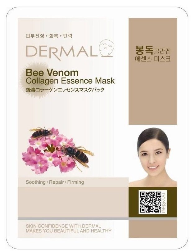 Маска д/лица тканевая "Dermal" с Пчелиным ядом и коллагеном 23 г. (Корея)